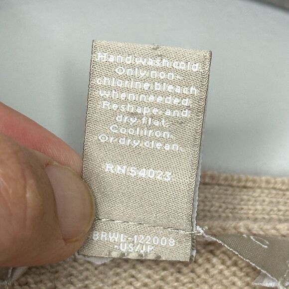 Banana Republic Sweater Women Small Tan Black Wool Cashmere Minimalist Old Money - Picture 9 of 11